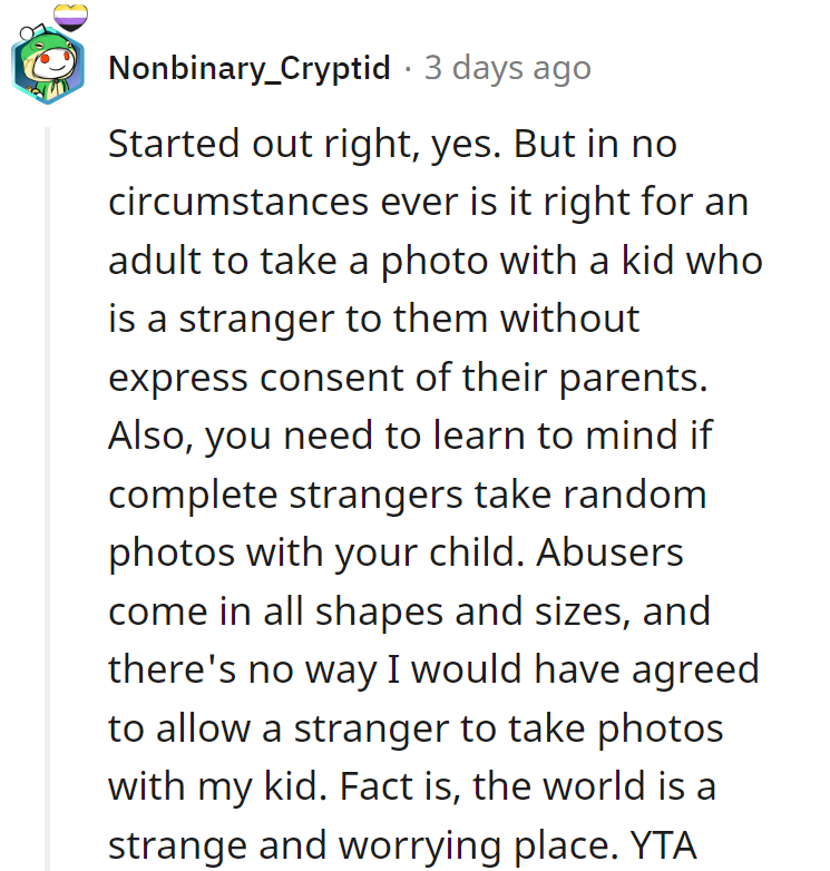 Snap-happy, but consent's the way to go! Lesson learned: no more impromptu photo ops.