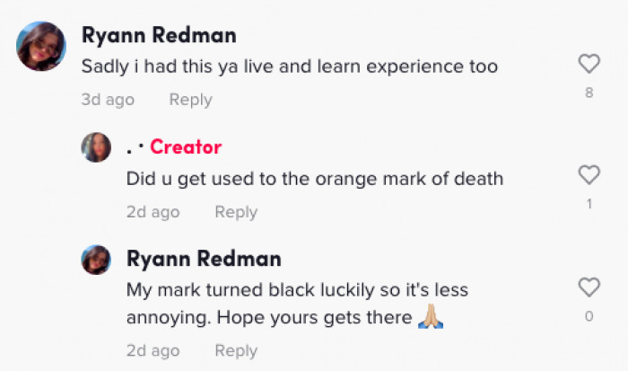 Does anyone get used to the sight of the orange mark of death? In commenter Ryann’s case, the mark eventually turned black—less unsightly.
