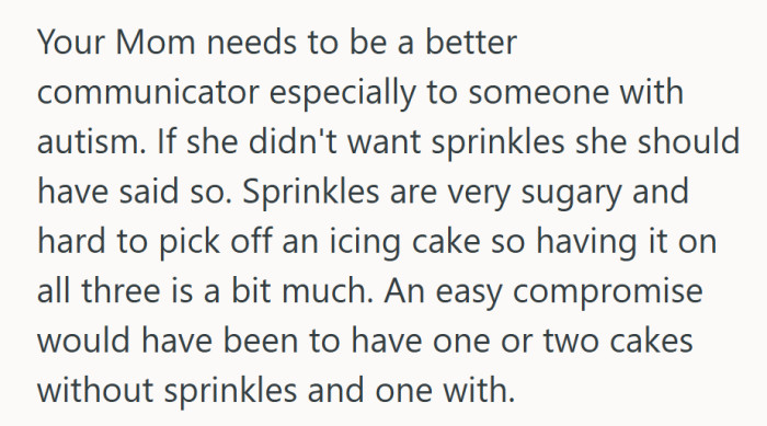 A sprinkle compromise could’ve saved everyone the grief — one with, one without, peace restored.