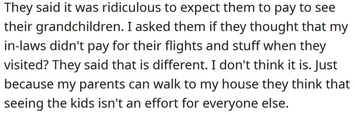 The Redditor's parents said the idea was ridiculous.