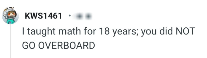 The OP did not go overboard