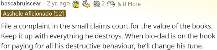 Holding Levi's biological father financially accountable for his actions may prompt a change in behavior