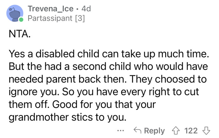 OP is lucky to have her grandmother.