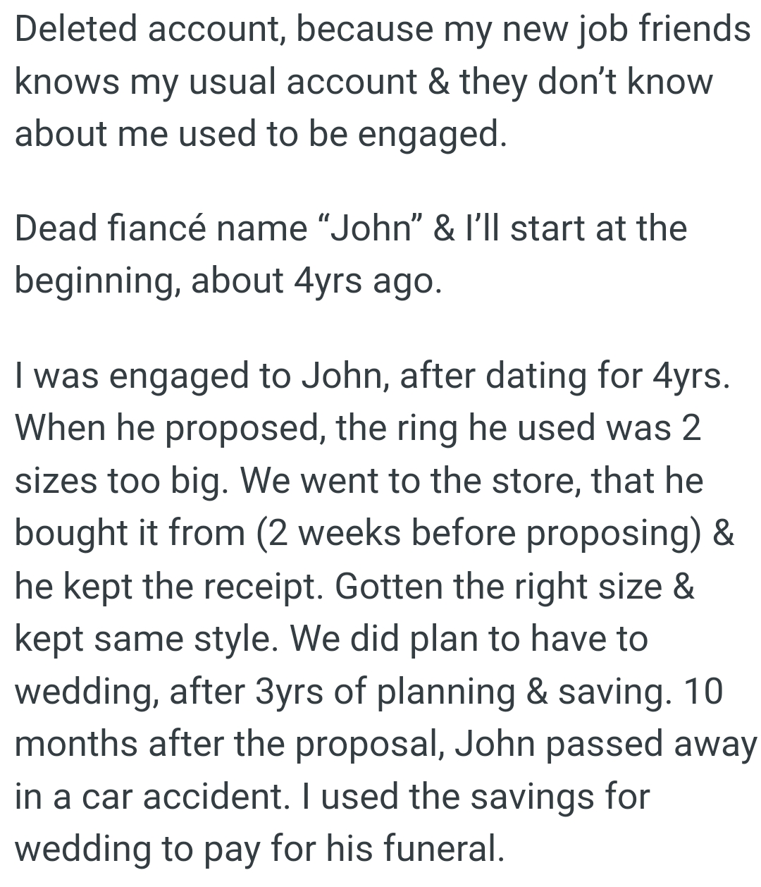 OP used the savings for the wedding to pay for his funeral₦