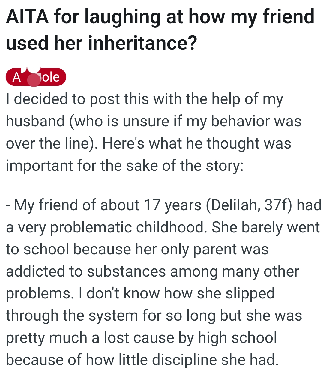 The OP kicks off his story