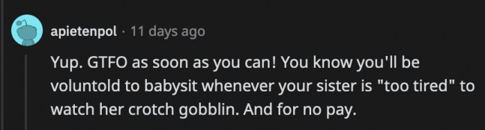 OP better start thinking about her future before she gets roped into becoming a free babysitter.