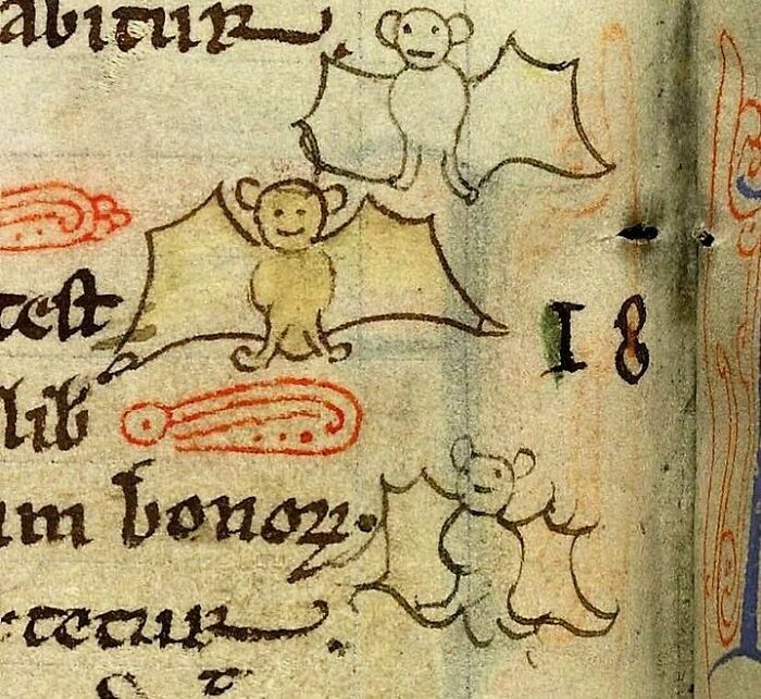 Bats in a 13th-century manuscript illustration.