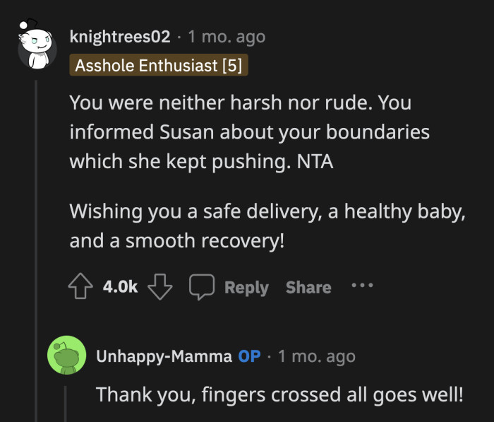OP reacted appropriately to an inappropriate interaction that made her uncomfortable. She was direct and assertive but not rude.