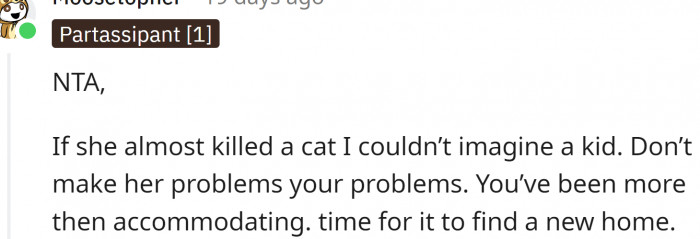 She almost killed the poor cat