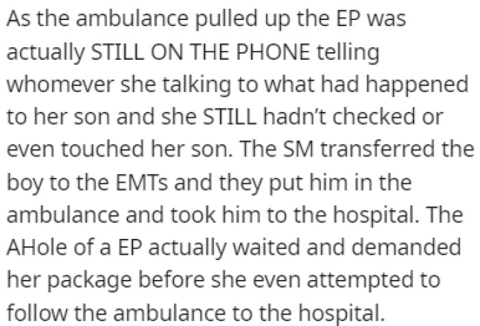 The mom was on her phone this entire time