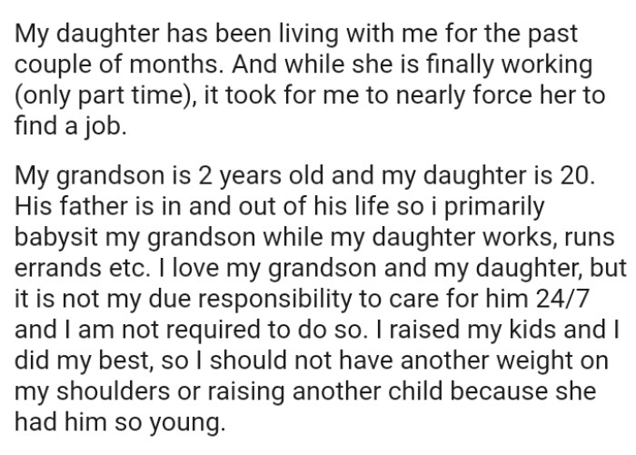 The OP shouldn't have another weight on her shoulders or be raising another child because she had him so young
