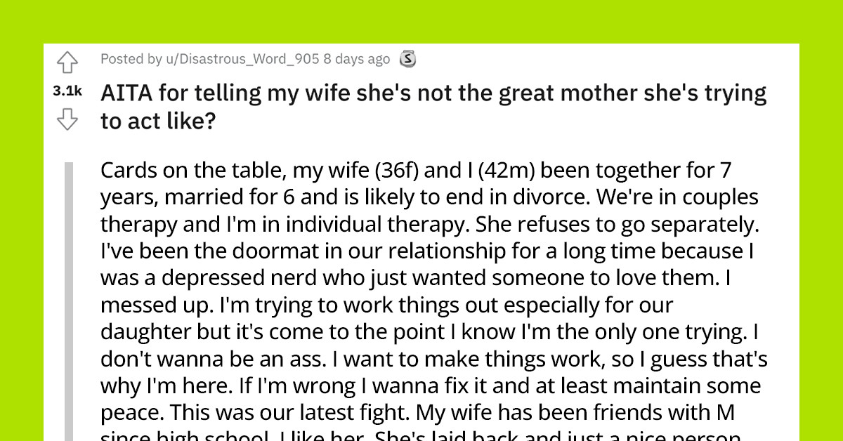 Husband Tells His Wife She Has No Right To Judge Her Friend For Leaving Her 3 Kids At Daycare When She Leaves Their Daughter To His Parents Every Other Day