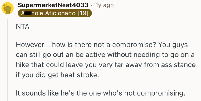 “It sounds like he's the one who's not compromising.”