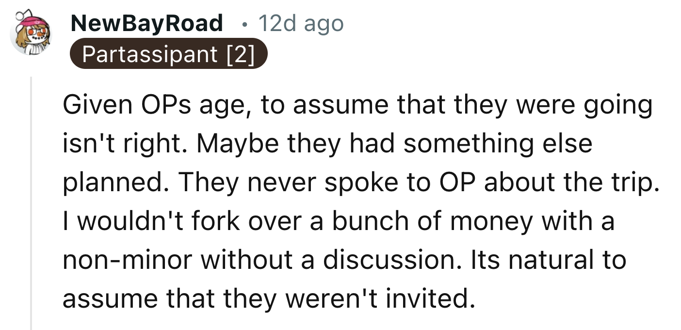 It Was Not Right To Assume OP Was Going