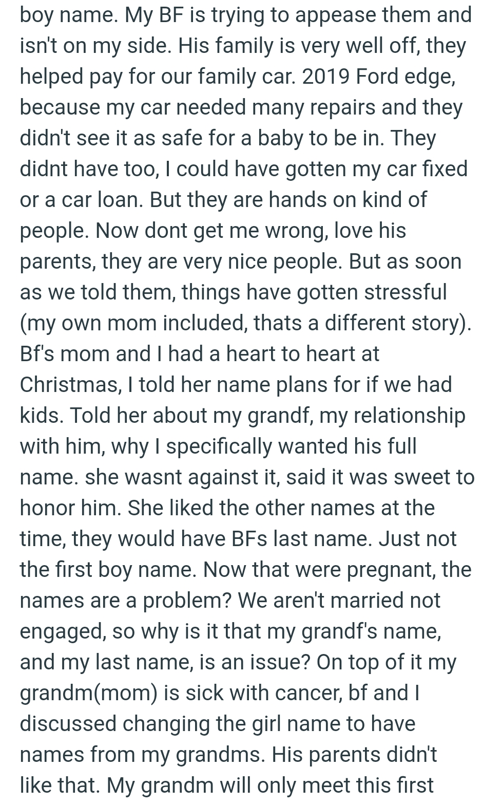 The OP could have gotten her car fixed or get a car loan