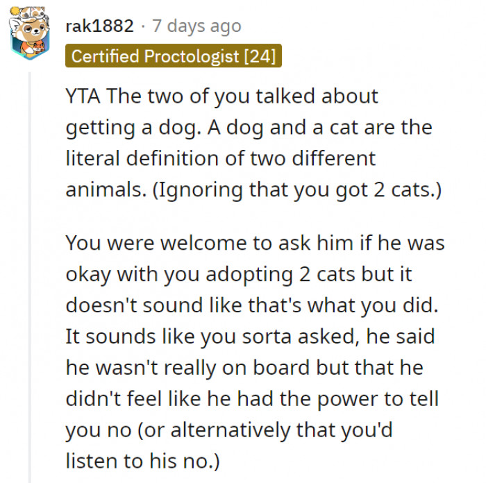 Although they agreed on having a pet, they both want two very different things.