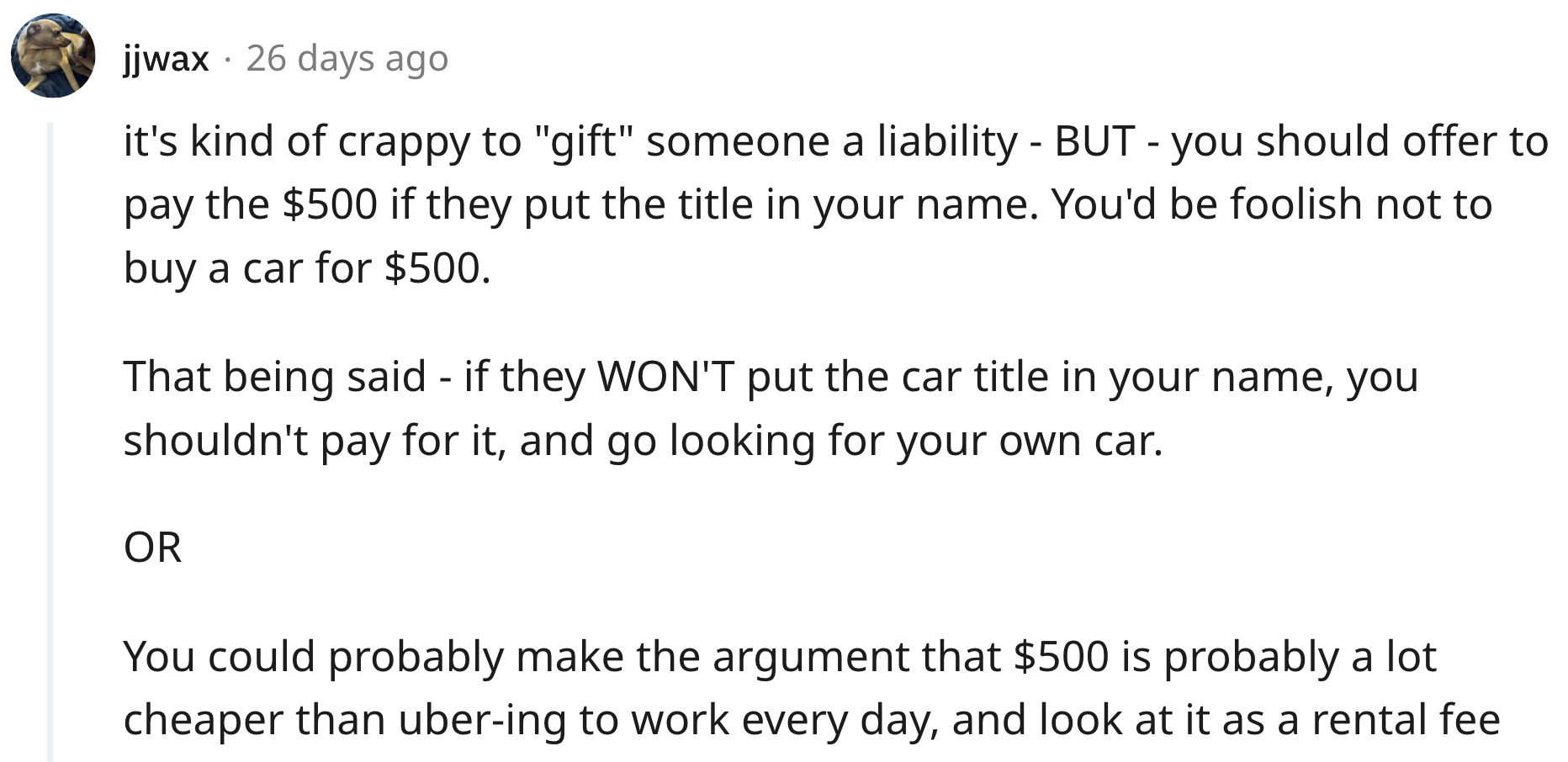 Gifting someone a liability