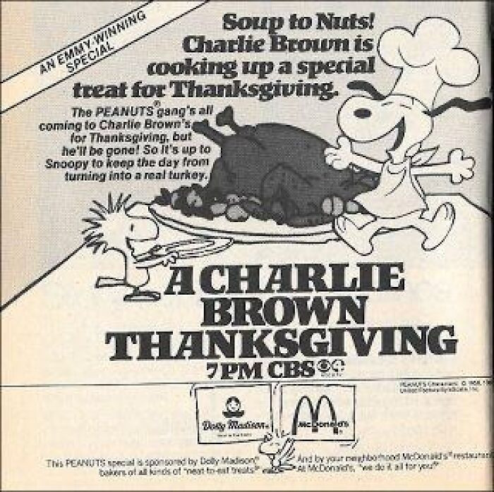 Newspaper Ad For A Charlie Brown Thanksgiving (1980s)