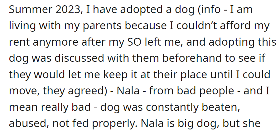 In 2023, amid financial strain, they adopted Nala, a severely abused dog, with their parents' temporary approval.
