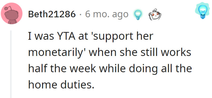 His wife is not a 100% SAHM.