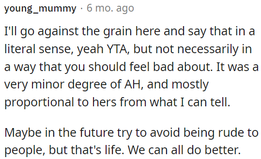 OP might be at fault from a strict perspective, but it was a minor offense and not worth feeling guilty about.