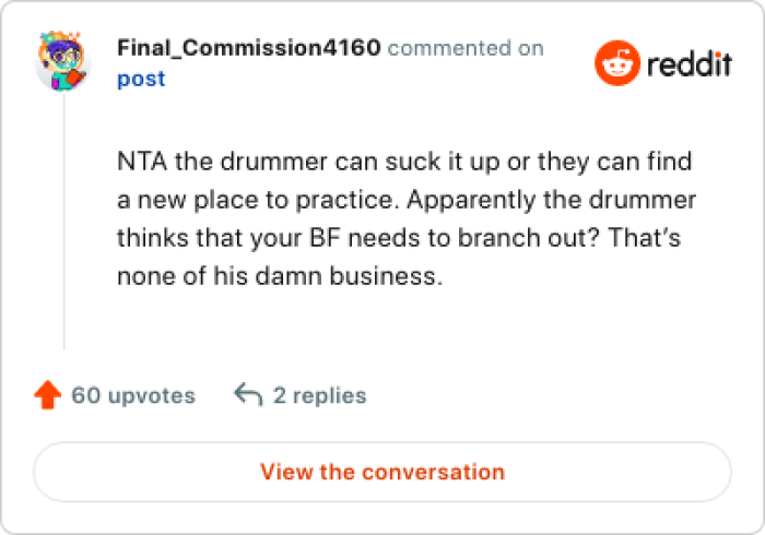 The drummer actually should have apologized, but clearly he didn't feel the need to.