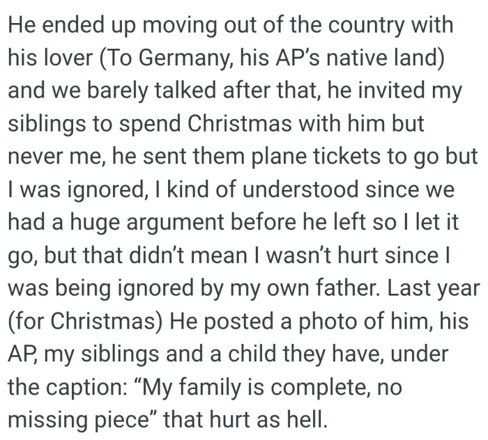 OP's dad invited his siblings to spend Christmas with him but never him