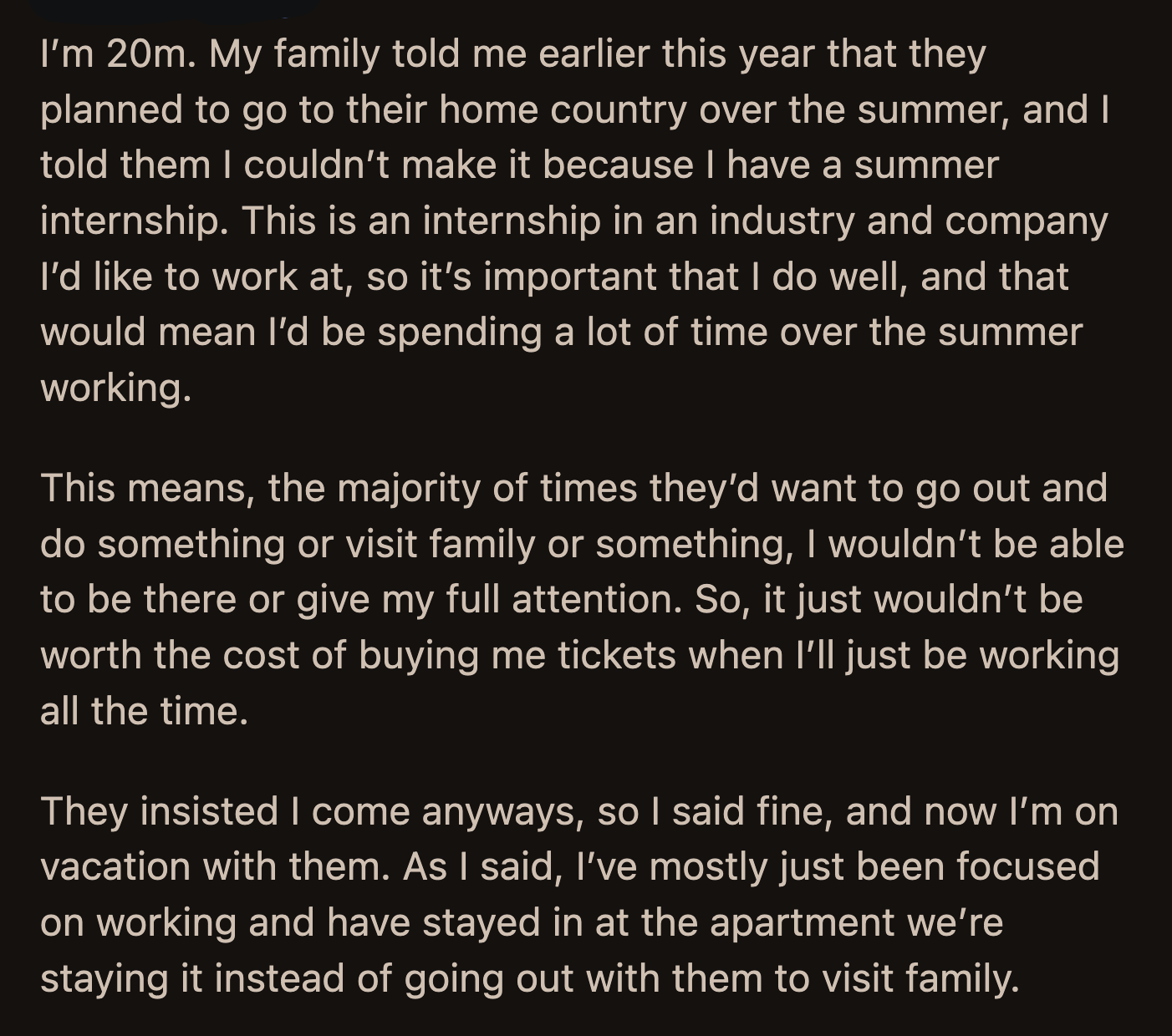 Or was OP too rigid with his schedule?