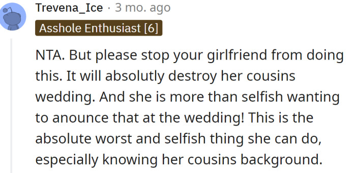 It will destroy the wedding