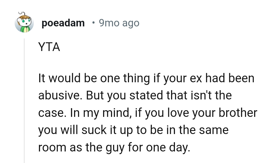 The OP should suck it up