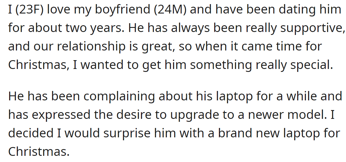 She wanted to buy a special Christmas gift for her boyfriend: