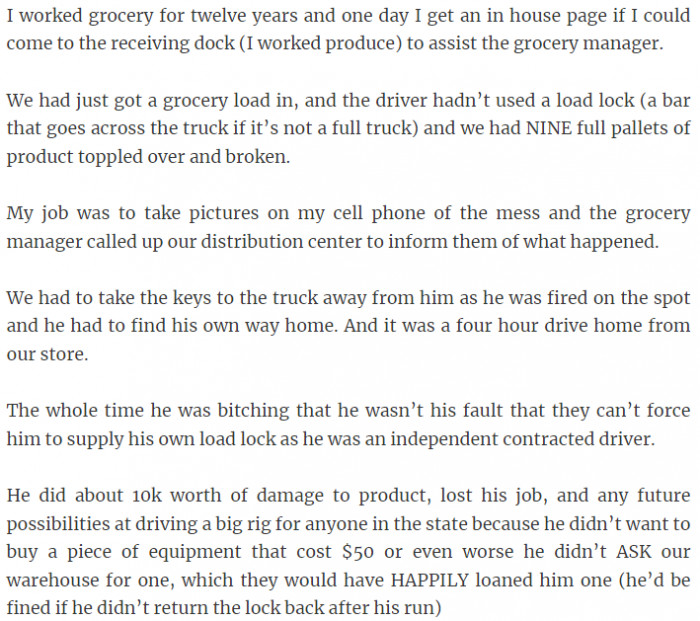 39. Working at a grocery store for twelve years