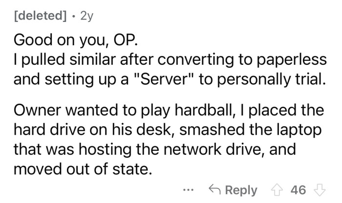 Literally escaping from a job.