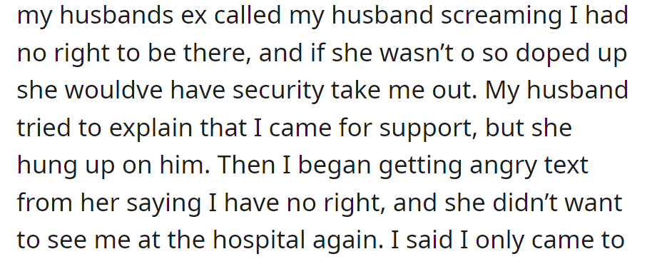 OP and her husband planned to visit again, but his ex called—screaming angrily.
