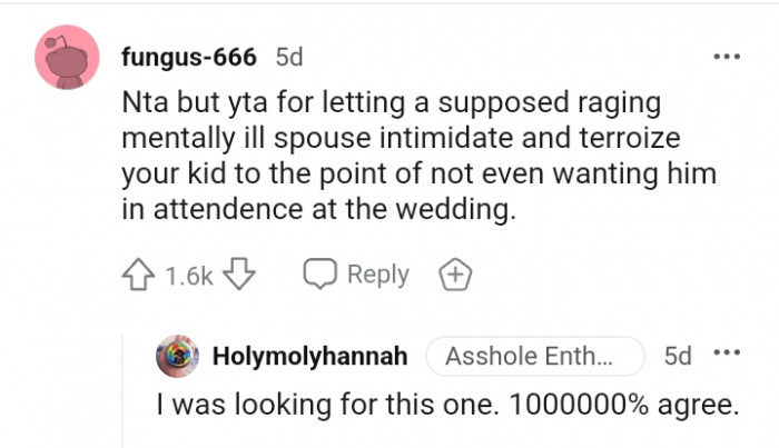 Letting a supposed raging mentally ill spouse intimidate your kid