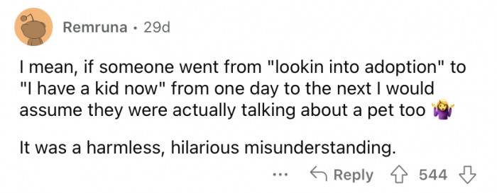 A harmless misunderstanding.