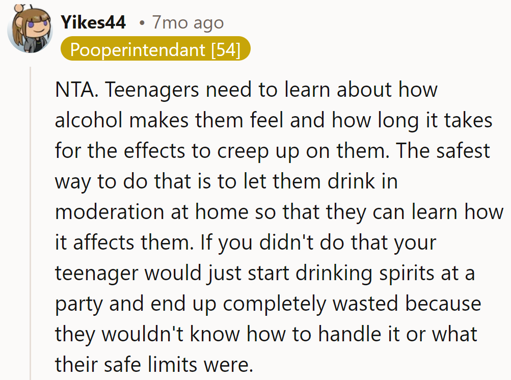 NTA. Teen drinking lessons: better at home than at a party.