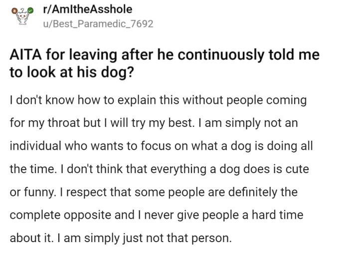 OP starts off explaining that she's not the sort of dog-person that's completely obsessed with every little thing their dog does
