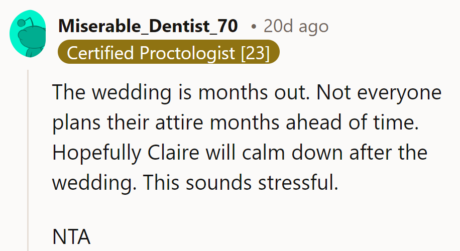 Let's hope for a post-wedding chill pill!