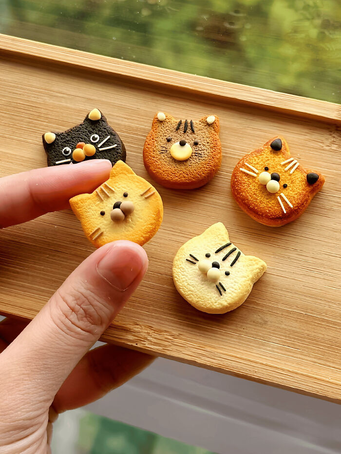 "Miniature Cat Paradise Biscuits, Entirely Hand-Sculpted From Polymer Clay"
