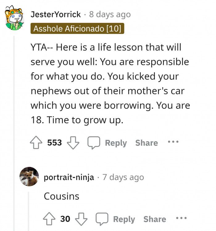 A life lesson: You are responsible for what you do.