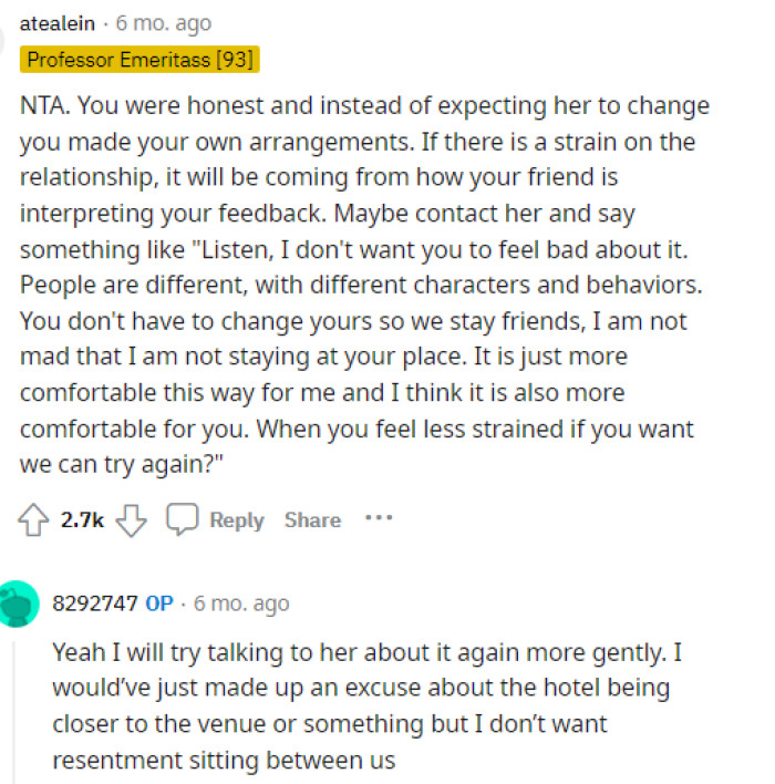 Many people told her that she was NTA because she was honest and explained to her why she wouldn't be going to her place anymore, and it may also make her reflect on how she's treating guests.