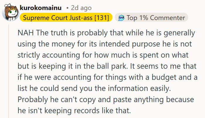 This take leaned toward a softer explanation. Maybe the money is used correctly, just without the tidy records she expected.