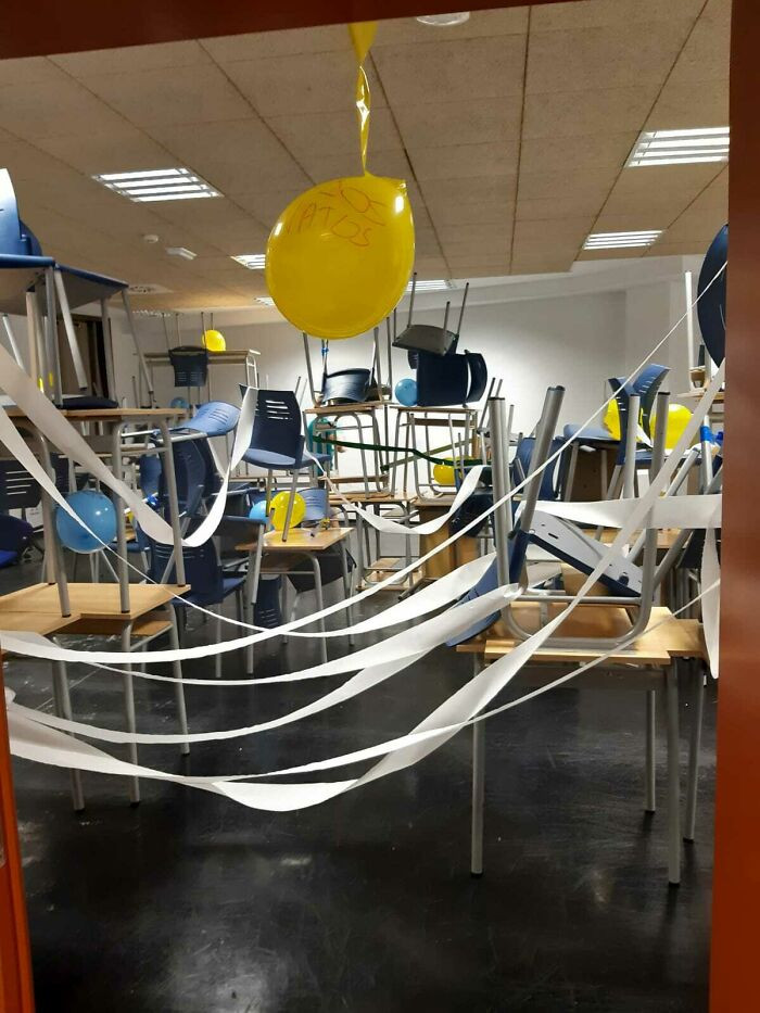 "This is the 'prank' seniors pulled on us first years..."