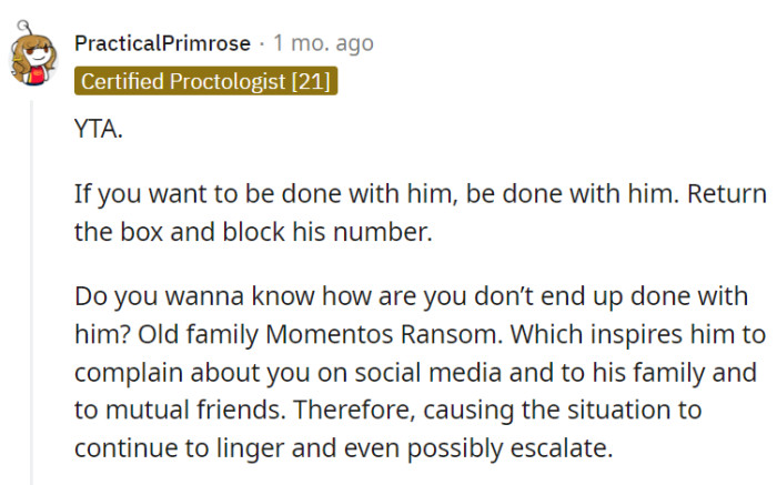 Return and block—don't say anything anymore.