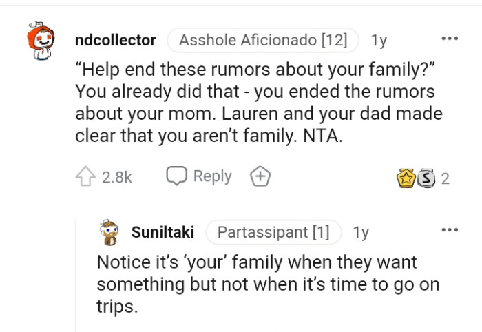 OP's Dad and Stepmom Made It Clear That the OP Was Not Part of Their Family