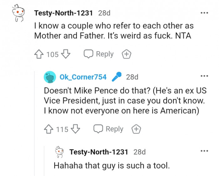 A Couple Who Refer to Each Other as Mother and Father