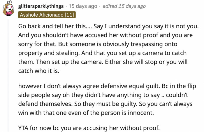 OP should really apologize to her neighbor for accusing her of being a thief and consider putting up security cameras to catch the culprit (whether it be the neighbor or someone else)