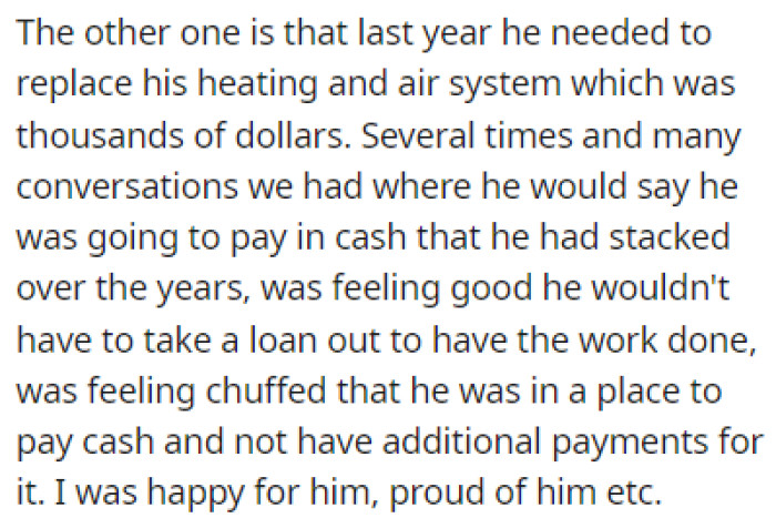 The boyfriend also lied about having enough cash to replace his heating and air system
