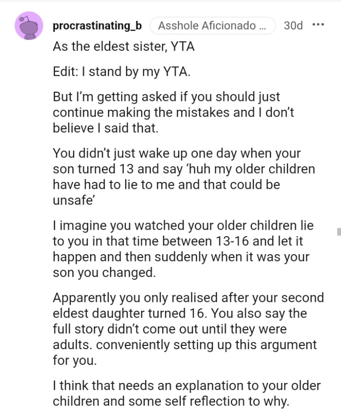 The OP didn't just wake up one day and find that his son was 13